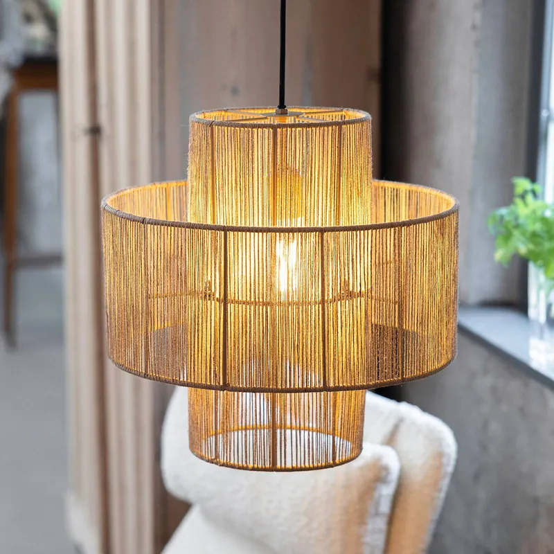 Żyrandol Soga, wtyczka, naturalna, juta, Ø 40 cm