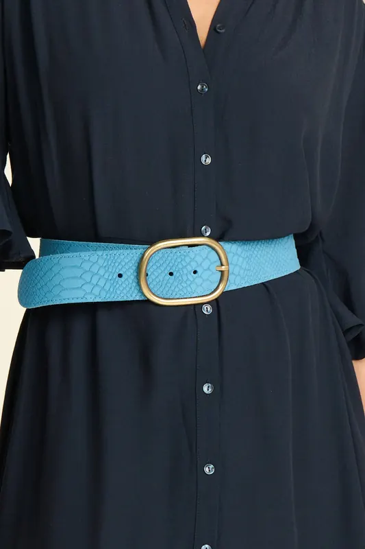 POM Amsterdam Belt - Olivia Suede Sky Blue Maat: 85 | Riemen Outlet | Dames | Blauw