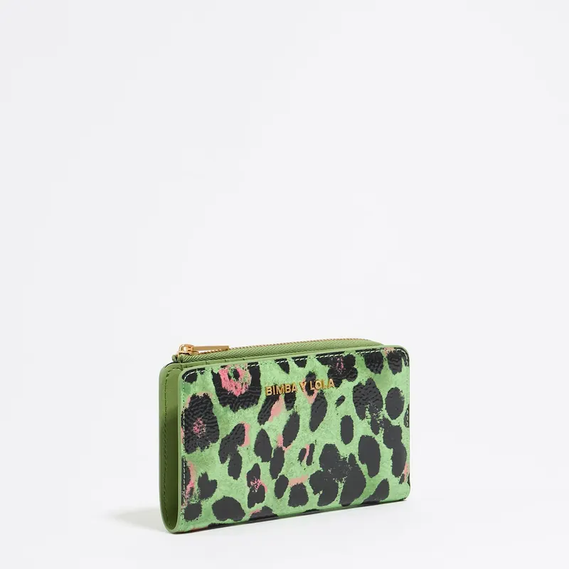 Portfel kompaktowy print Leopard zielony