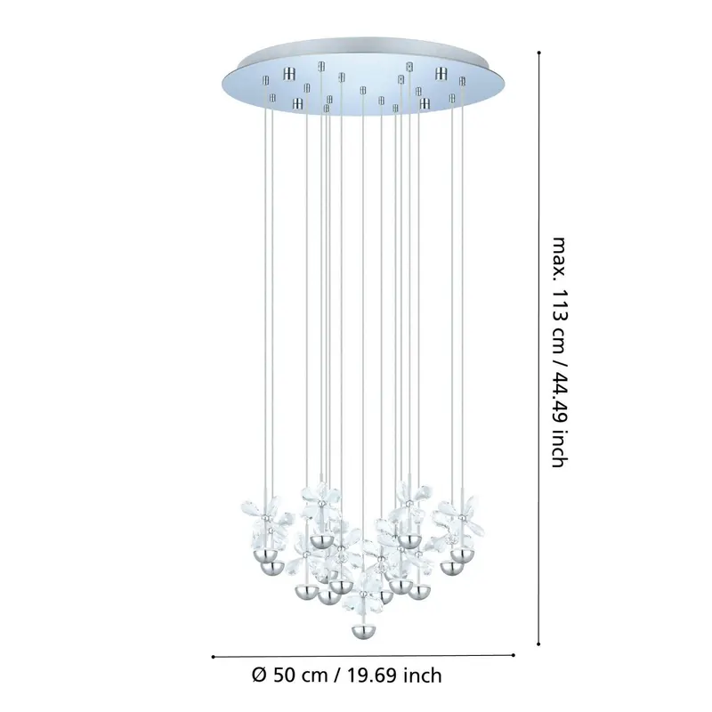 EGLO Stars of Light żyrandol LED Pianopoli chrom 50x113 cm