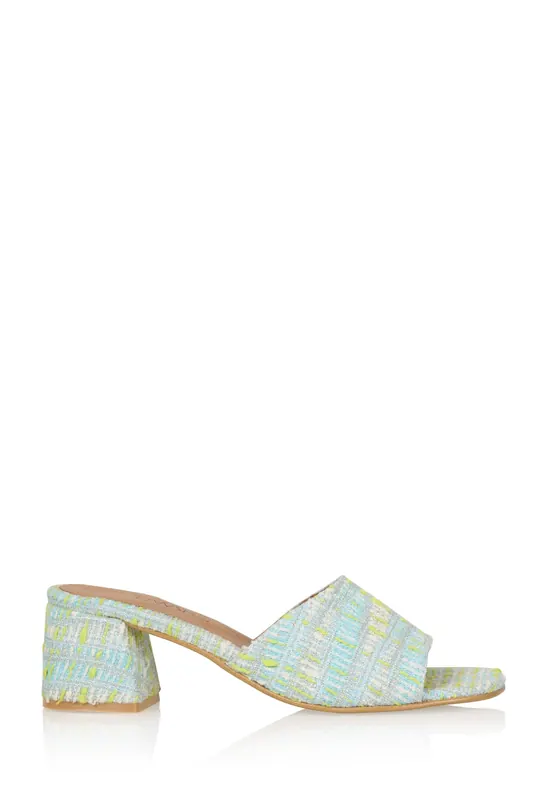 DWRS label Marbella Tweed Apple / Silver Maat: 40 | Muiltjes Outlet | Dames | Blauw