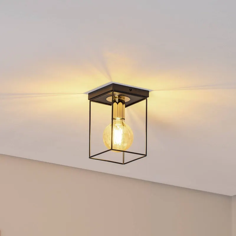 Lampa sufitowa Vox, czarna/złota, kątowa, 1-punktowa, stal