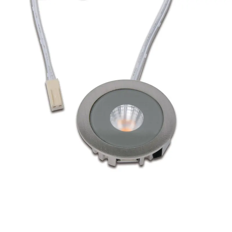 Spot LED do zabudowy w meble AR 35, 3000 K Ø 4 cm stal szlachetna aluminium 24 V