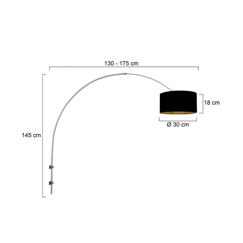 Lampa ścienna Sparkled Light stal/czarno-złota wysięg 175 cm