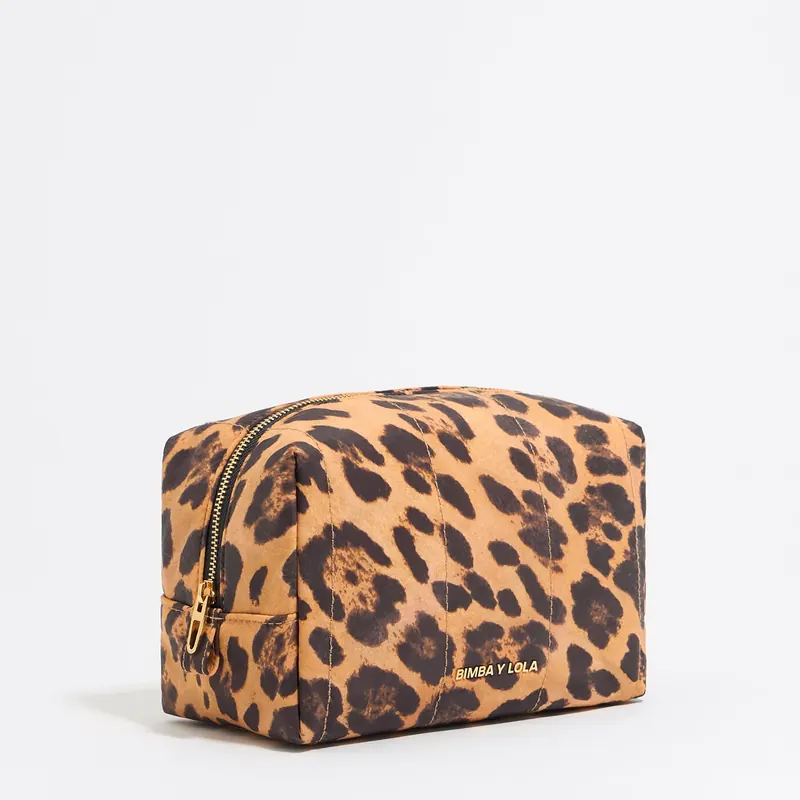 Saszetka trapez średniej wielkości nylon Leopard naturalna