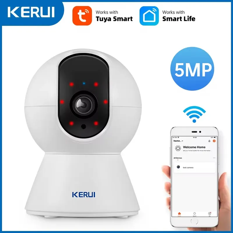 KERUI Mini Bezprzewodowa Kamera IP WiFi 5MP do Użytku Wewnętrznego, Kamera Monitoringu Domowego CCTV z Inteligentnym Automatycznym Śledzeniem Tuya, Onvif