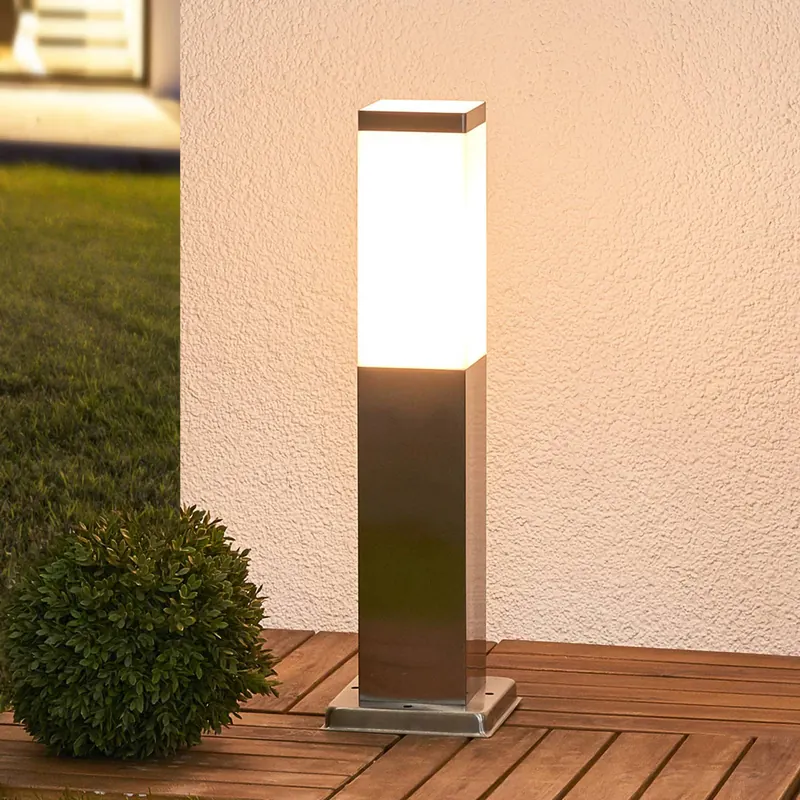 Lindby Słupek oświetleniowy Lorian, 45 cm, stal nierdzewna, IP44, E27