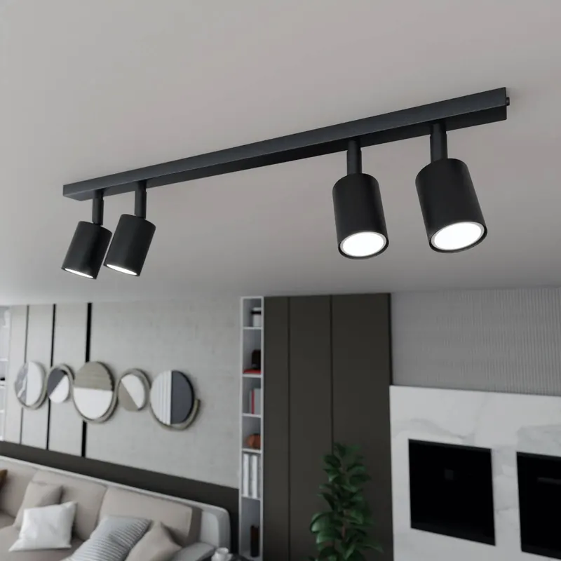 Lampa sufitowa Flash, czarna, 4-punktowa, metalowa