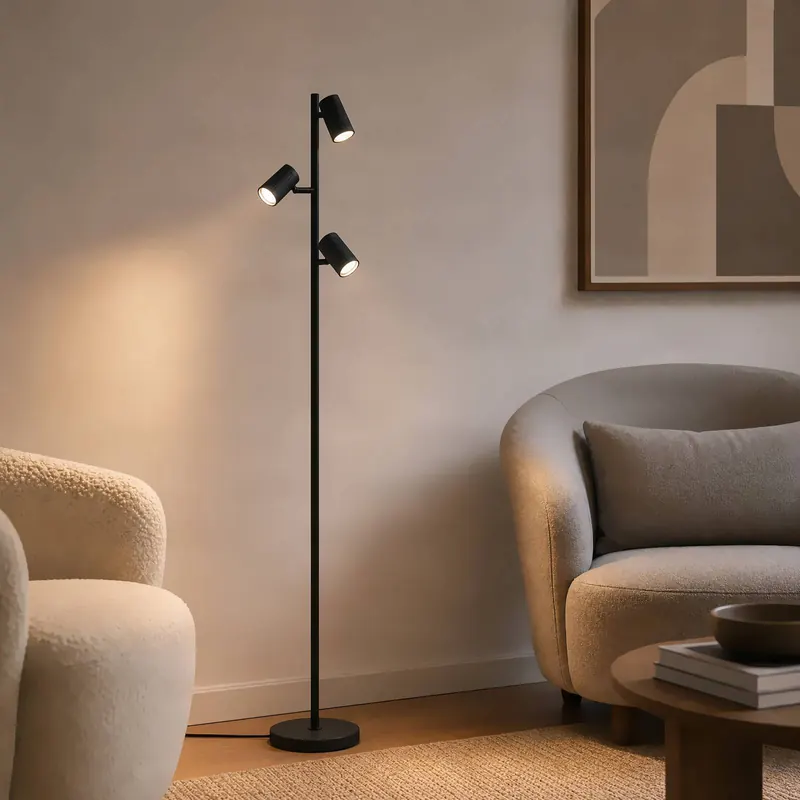 Lampa stojąca Lindby Kardis, 3-punktowa, antracytowa, wysokość 157 cm