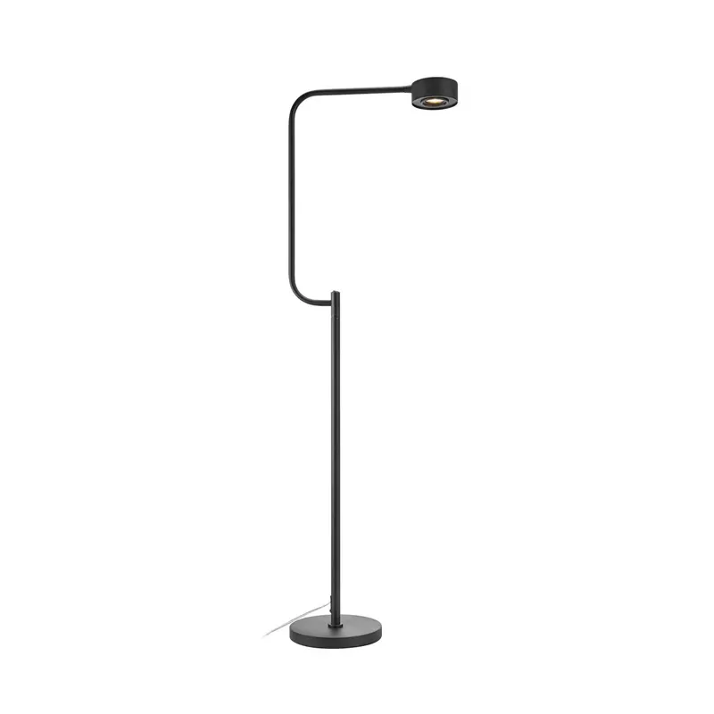 Lampa stojąca LED Hugo, czarna, żelazna, wysokość 130 cm, ściemniana.