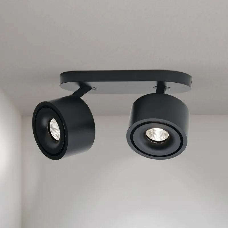 Reflektor sufitowy LED Specter, czarny, długość 19,4 cm, aluminium
