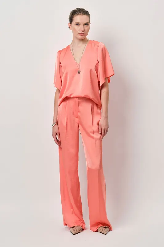 Dante6 Arvi Satin Butterfly Sleeve Top Radiant Apricot Maat: 36 | Blouses Outlet | Dames | Blauw