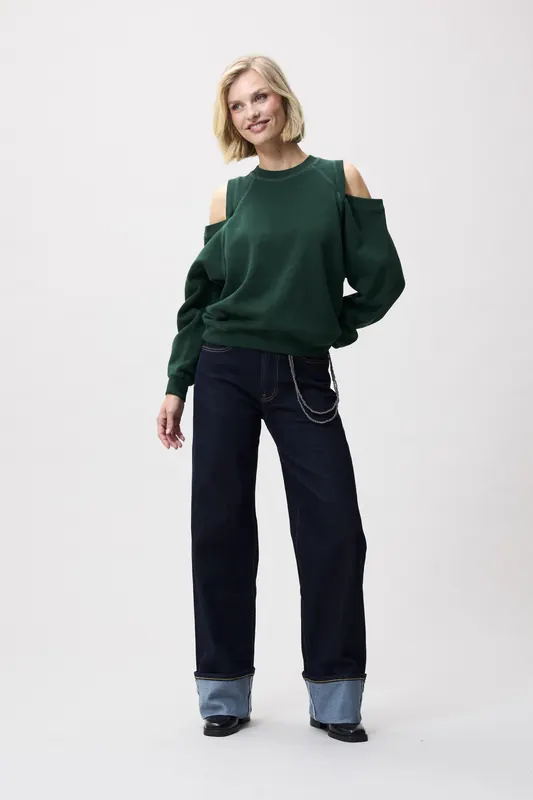 Catwalk Junkie Sweater With Cut Out Pine Forest Maat: 34 | Sweaters Outlet | Dames | Groen