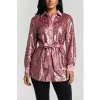 GUESS Marciano By  Kaia Shacket Flowering Peony Sequ Maat: L | Overhemden Outlet | Dames | Roze