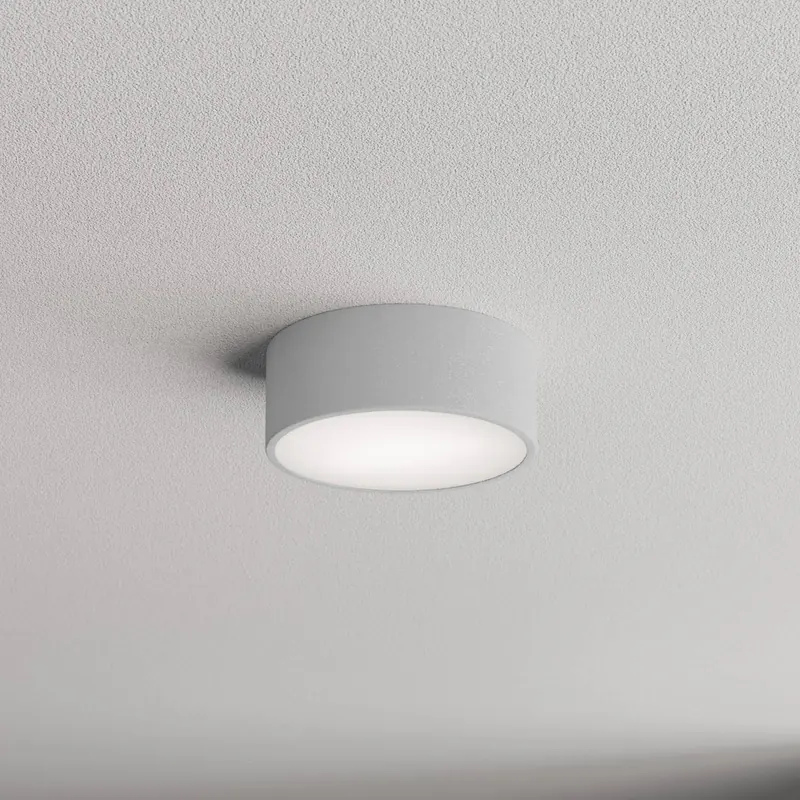 Lampa sufitowa Cleo, Ø 20 cm, IP54, szara, metal, E27
