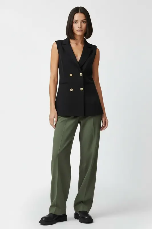 French Connection Sleek Tailored Db Waistcoat Black Maat: 12 | Gilets Outlet | Dames | Zwart
