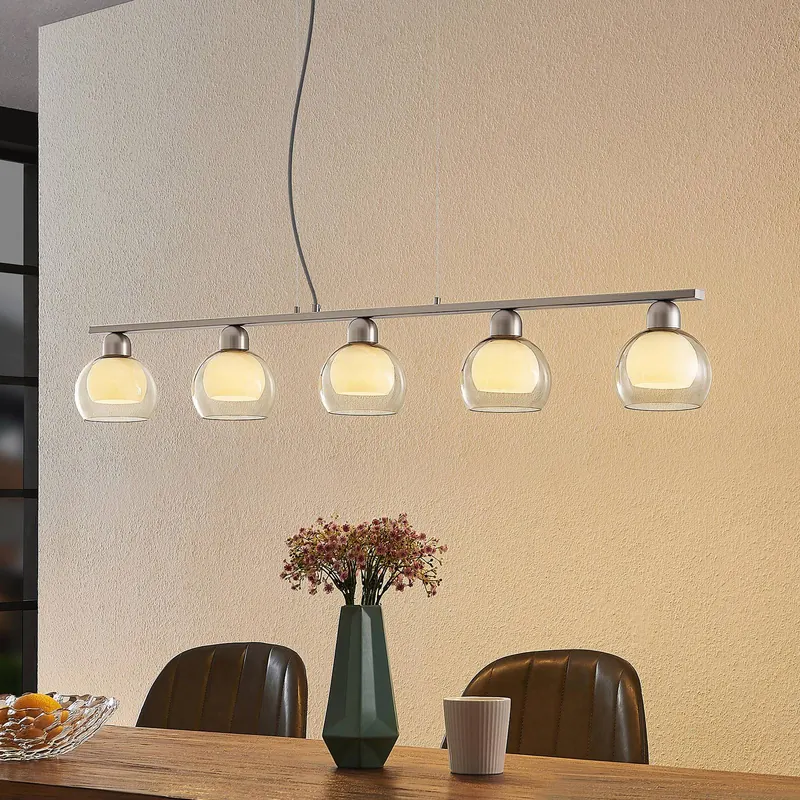 Lampa wisząca Lucande Kaiya, szkło, 5-punktowa