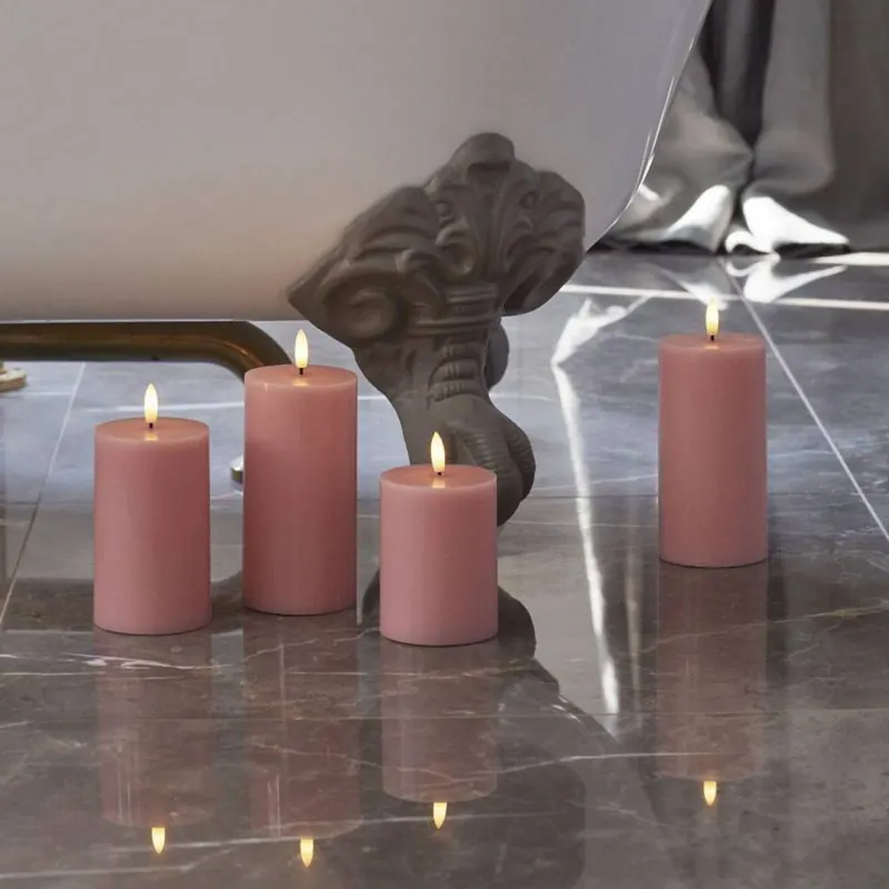 Świeczka LED Sille, różowa, wysokość 10 cm, wosk, zasilanie bateryjne