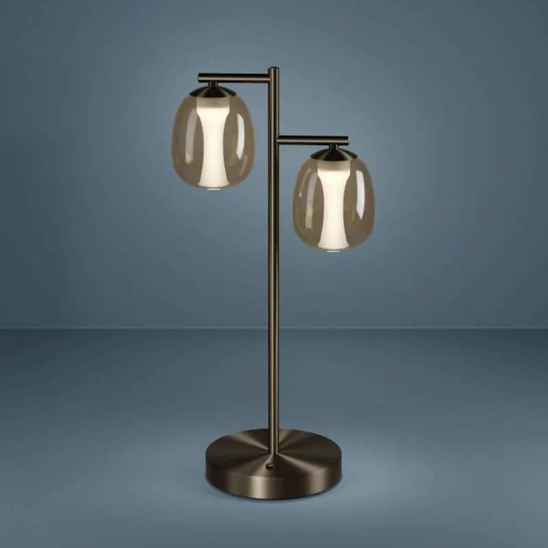 Lampa stołowa LED Stars of Light FERRO, kolor brązowo-brązowy, 45 cm, 2-ramienna