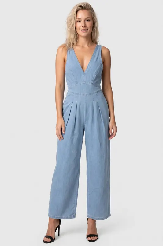 IRO Paris Basili Jumpsuit Light Blue Maat: 38 | Jumpsuits Outlet | Dames | Blauw