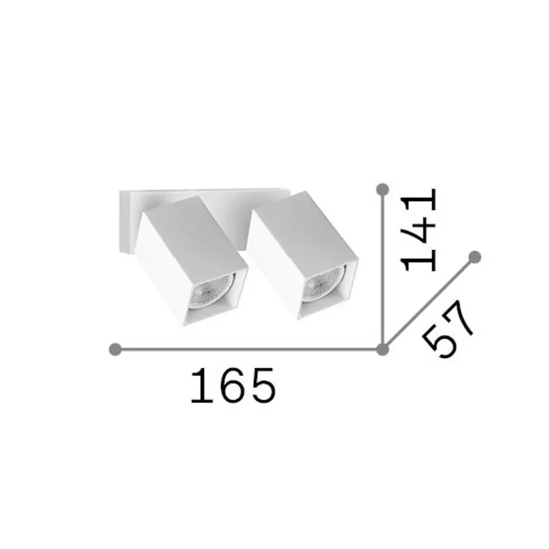 IDEAL LUX – reflektor ścienny Dynamite Square, biały, 16,5 cm, 2-punktowa