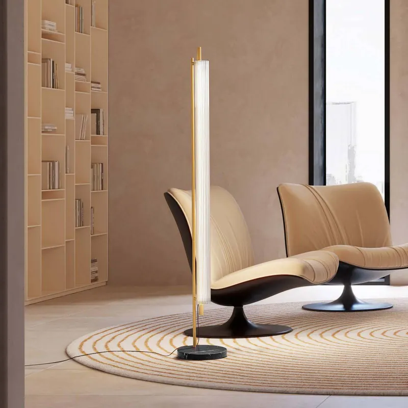 OLEV Lampa stojąca LED TRISEL, złota, metal, 2700 K, ściemniana