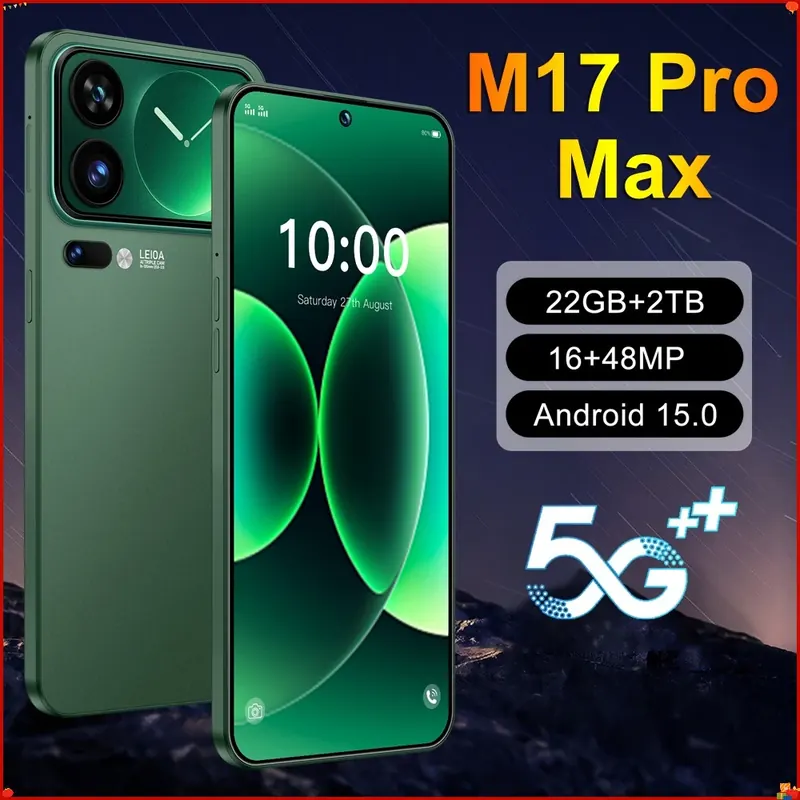 Zupełnie nowe telefony komórkowe 17 Pro Max, smartfony 5G z ekranem 7,3 cala, wersja globalna Android, bateria 7800mAh, GPS, Wi-Fi, inteligentny telefon komórkowy z podwójną kartą SIM.