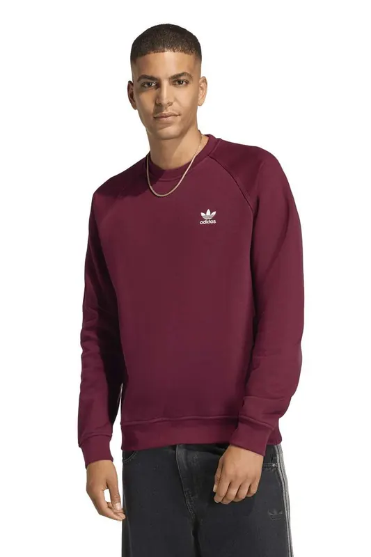 Adidas Unisex Essential Regular Fleece Crewneck Maroon Maat: M | Sweaters Outlet | Unisex
