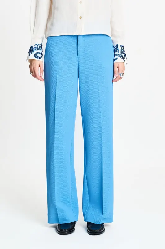 POM Amsterdam Pants - Lara Smashing Blue Maat: 34 | Wijde Broeken Outlet | Dames | Blauw