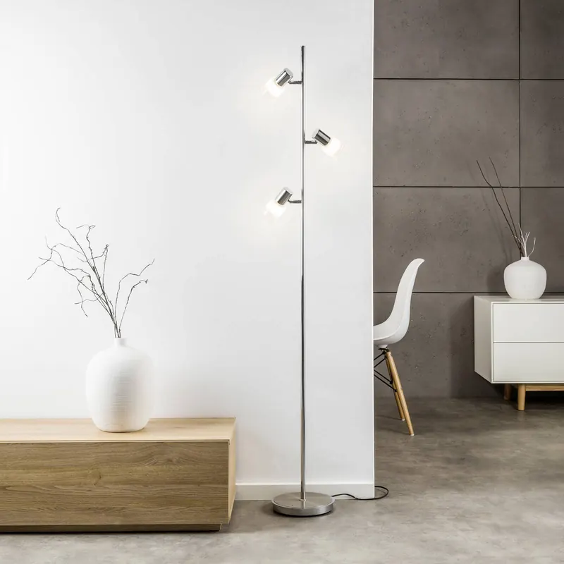 Lampa stojąca Lea, wysokość 157,5 cm, chromowana, 3-punktowa, metalowa
