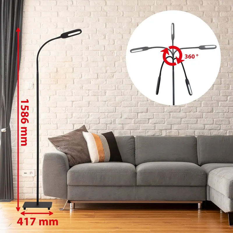 Lampa stojąca LED Office Step, ściemniana, czarna