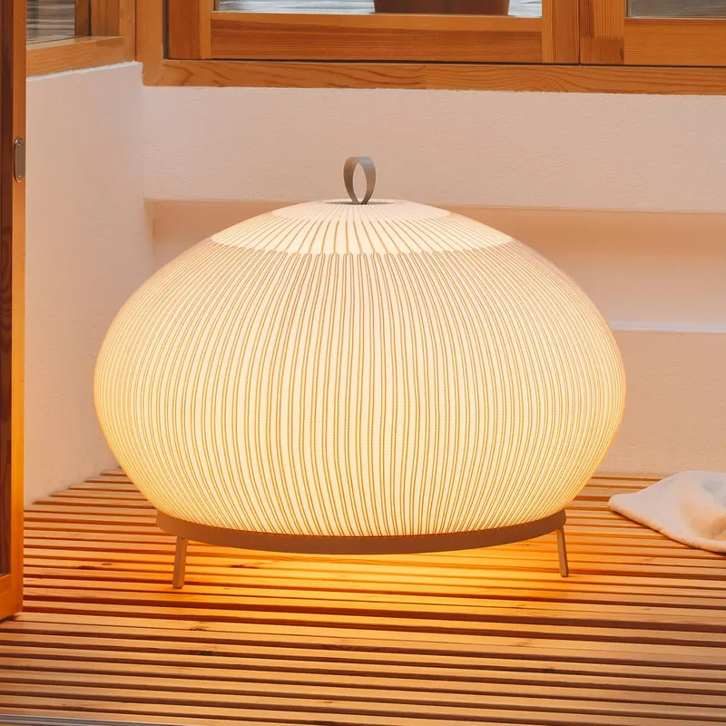 Vibia Lampa stojąca LED KNIT, 51 x 65 cm, beżowa, tekstylna