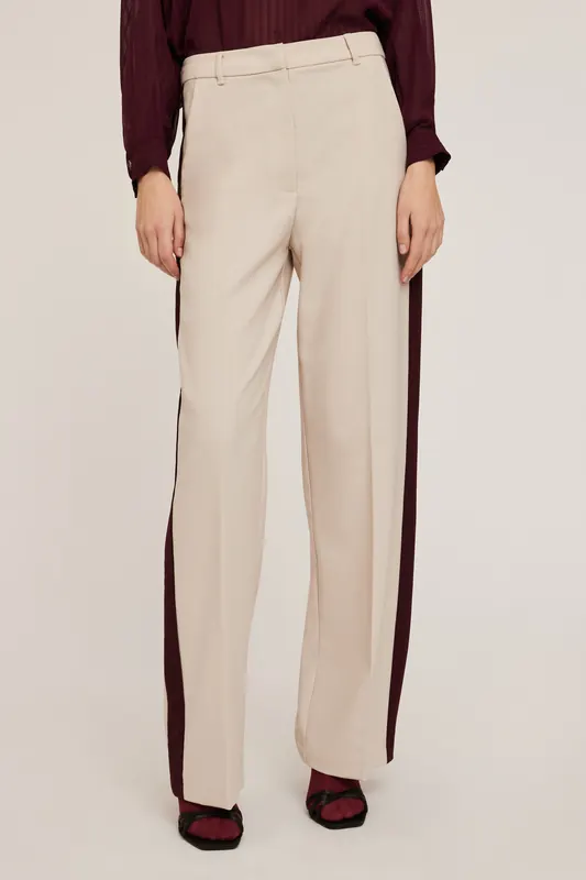 Motivi Palazzo Trousers With Side Band Beige Maat: 38 | Pantalons Outlet | Dames | Beige