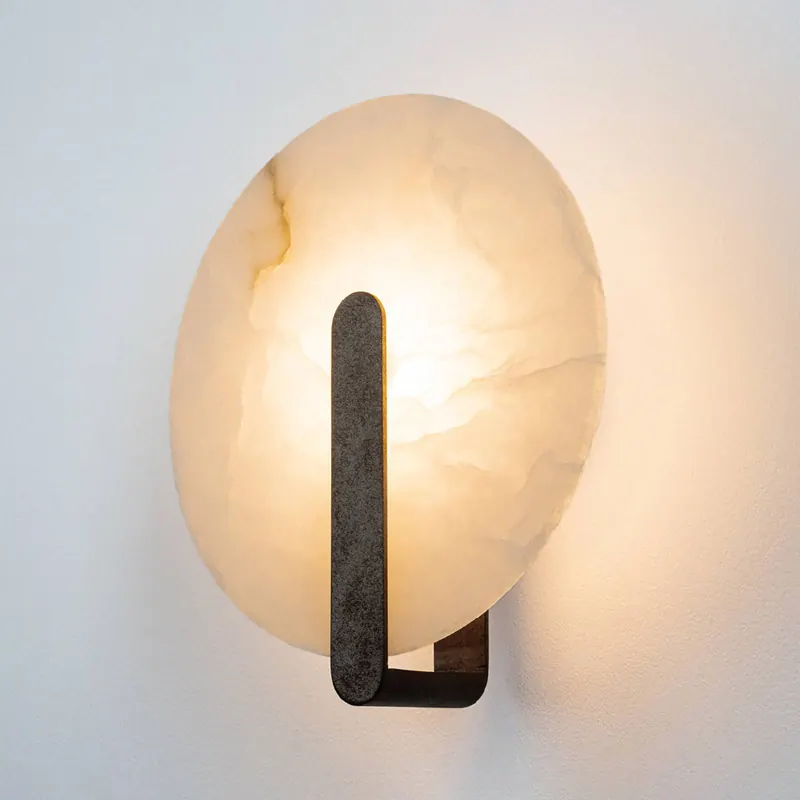 Kinkiet LED 2553, biały/czarny, średnica 25 cm, alabaster