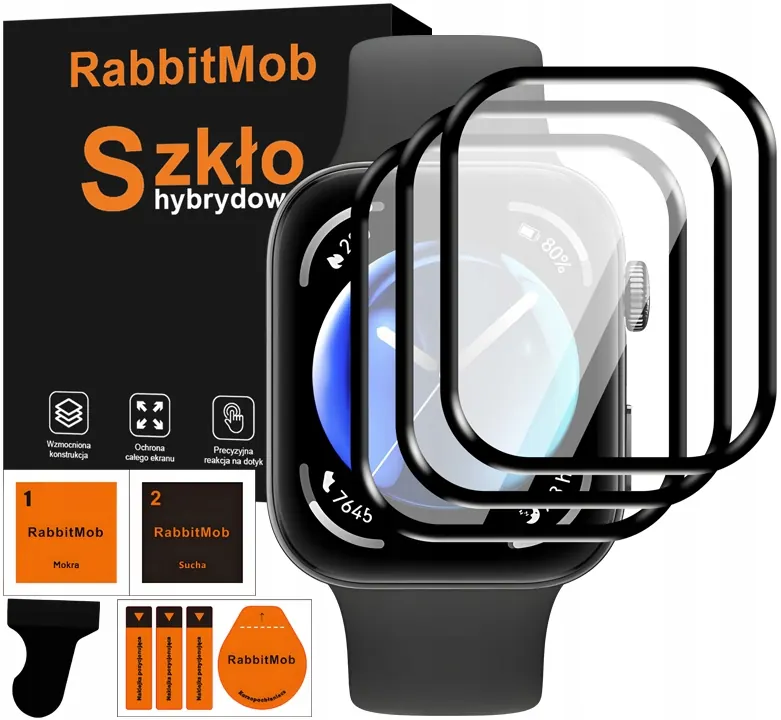 3X Szkło Hybrydowe 3D Ochronne Do Huawei Watch Fit 3 Zestaw Do Montażu