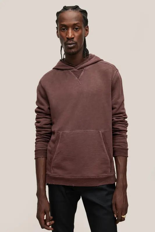 John Varvatos Milford Ls Pigment Dye Fr Merlot Maat: XXL | Hoodies Outlet | Heren | Bruin