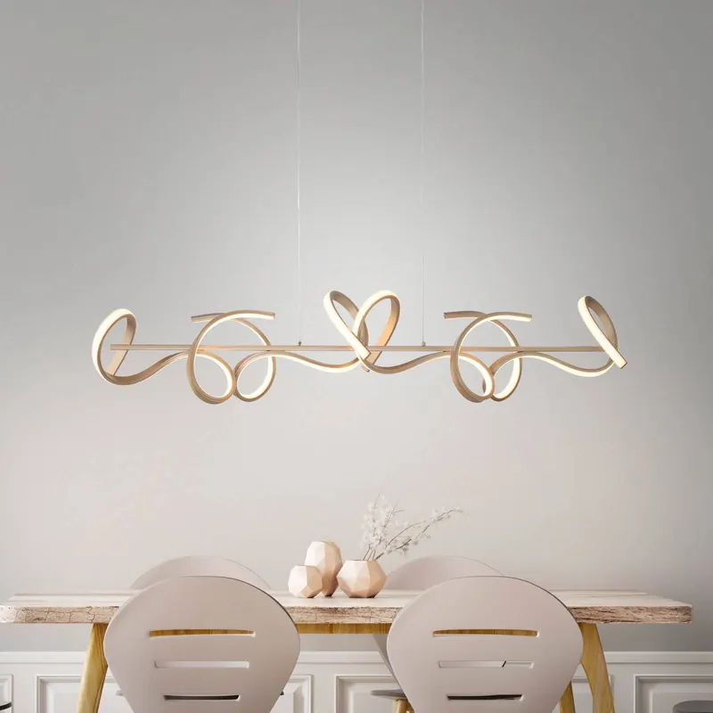Lampa wisząca LED Curls, mosiądz, metal, długość 99 cm, ściemniana