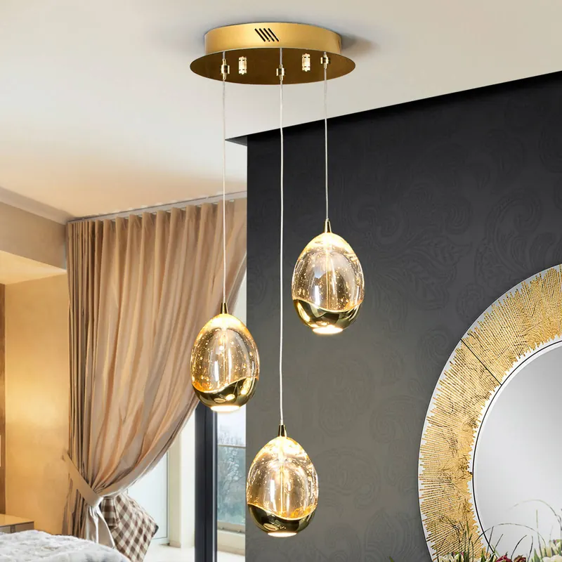 Lampa wisząca LED Rocio 3-punktowa, metal, szkło, złoty