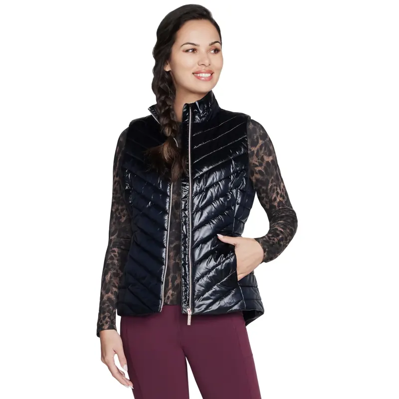 Skechers GO Shield Shine Vest JA151-BLK, Damskie, Czarne, bezrękawniki, poliester, rozmiar: XL