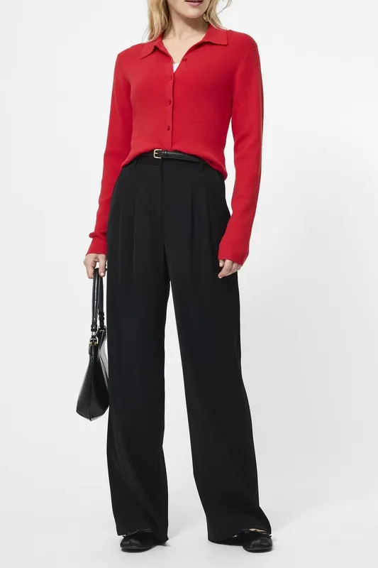 French Connection Cosysoft Btn Dwn Lng Slv Top Mars Red Maat: XS | Sweaters Outlet | Dames | Rood
