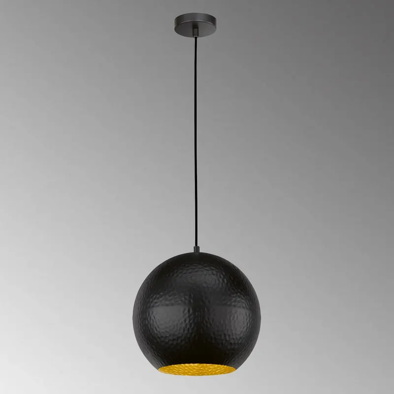 Lampa wisząca Mylon, czarna/złota, kulista