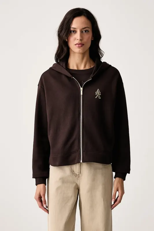Armani Exchange bluza rozpinana z kapturem damska bawełniana
