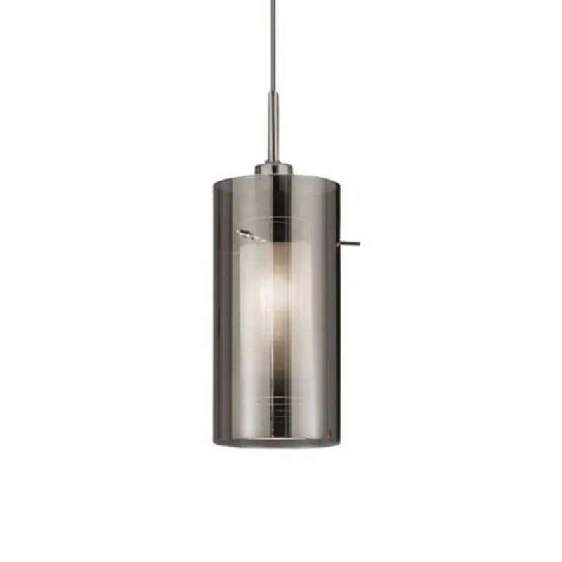 Lampa wisząca Duo 2, szkło dymione/chrom 1-pkt.