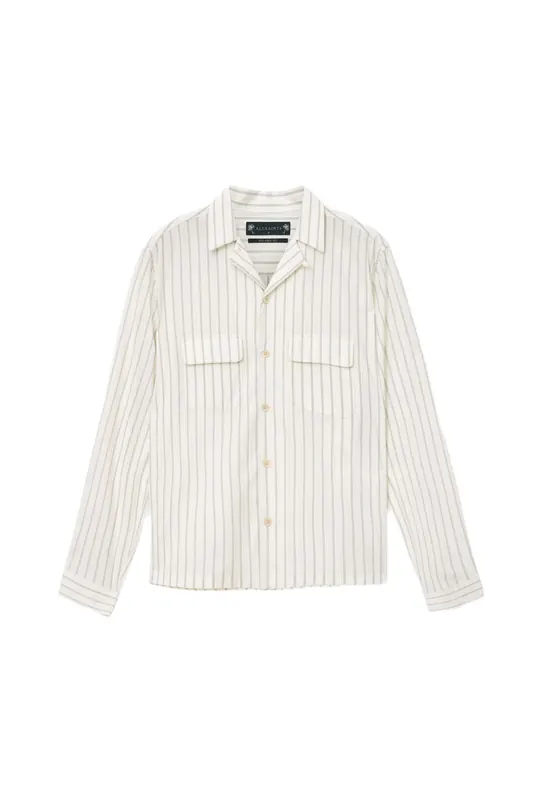 AllSaints Stanley Ls Shirt Soap White Maat: XL | Casual Overhemden Outlet | Heren | Wit