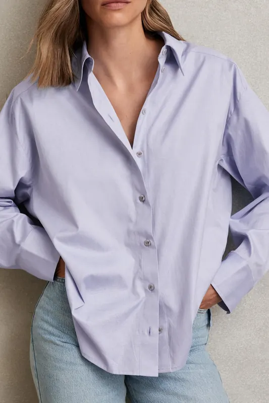 Reiss Cotton Shirt Blue Maat: 8 | Overhemden Outlet | Dames | Blauw