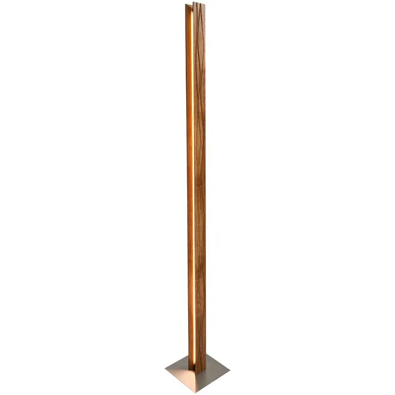 Lampa stojąca LED Atacama, dąb/nikiel matowy, wysokość 150 cm, drewno