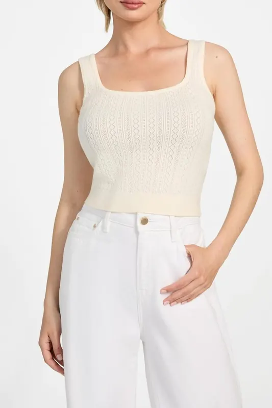 GUESS Sl Lyla Tank Top Swt Cream White Maat: L | Mouwloze Tops Outlet | Dames | Wit