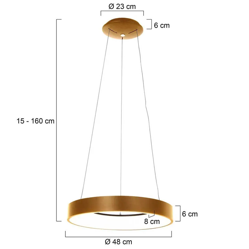 Żyrandol LED Ringlede, Ø 48 cm, złoty