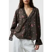 French Connection Carina Abeny Crepe Top Olive Night Multi Maat: S | Blouses Outlet | Dames | Groen