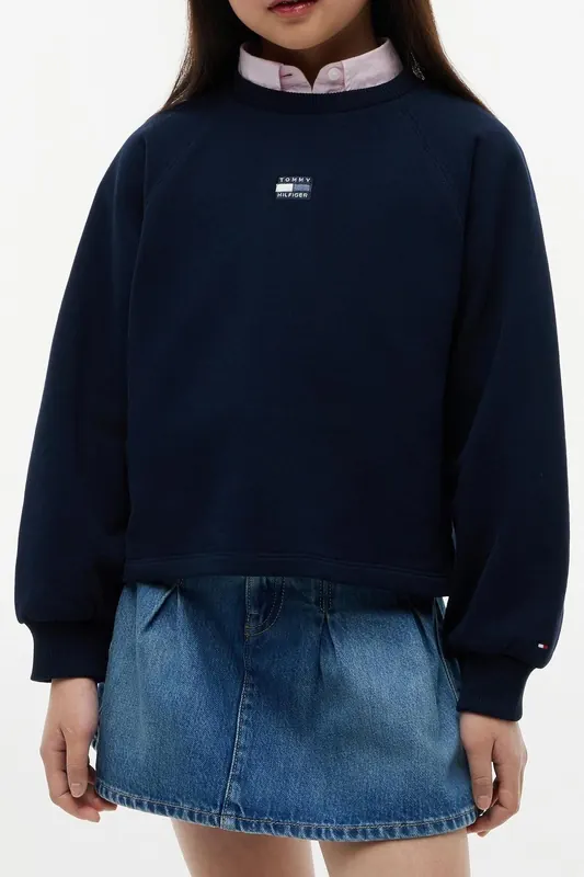 Tommy Hilfiger Girls Tonal Flag Raglan Dark Night Navy Maat: 5 | Sportkleding Outlet | kids | Blauw